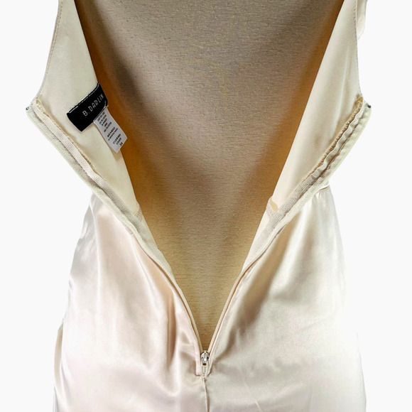 B Darlin Spaghetti Strap Corset Bodice Ruched Tie-Hem Satin Cream Dress Jr 3-4 - Picture 10 of 12